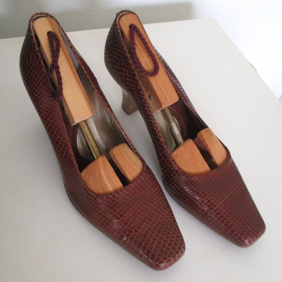 Aerosoles What's What Womens Brown Snakeskin Leather Pump - Size 8M - Picture 1 of 9